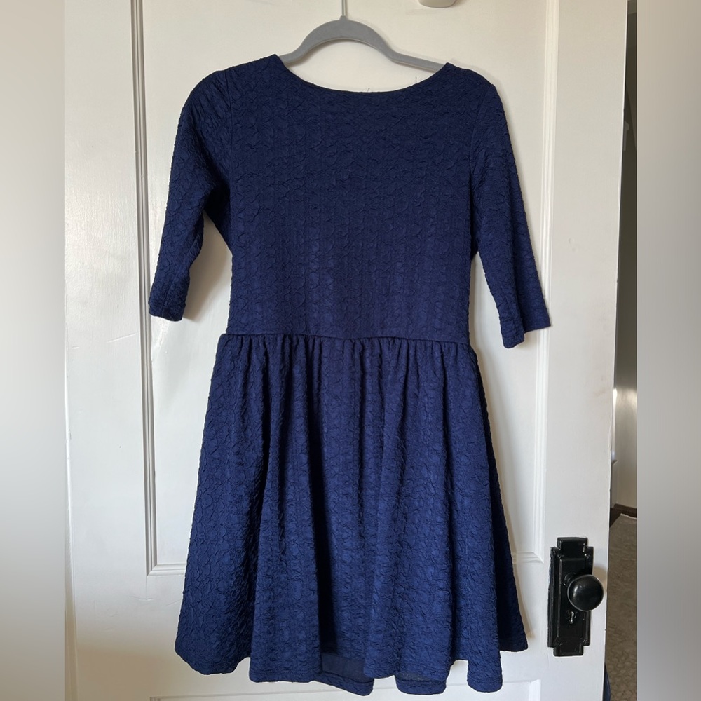 Navy Drop Back Aline Crepe Dress